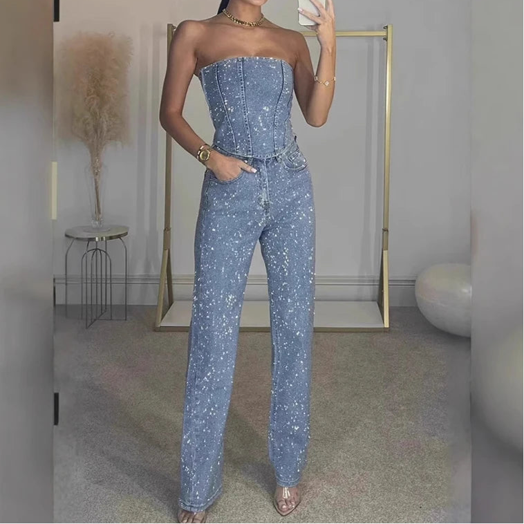 Emilia Sequin Denim Set