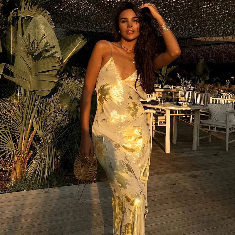 Maristela Satin Maxi Dress