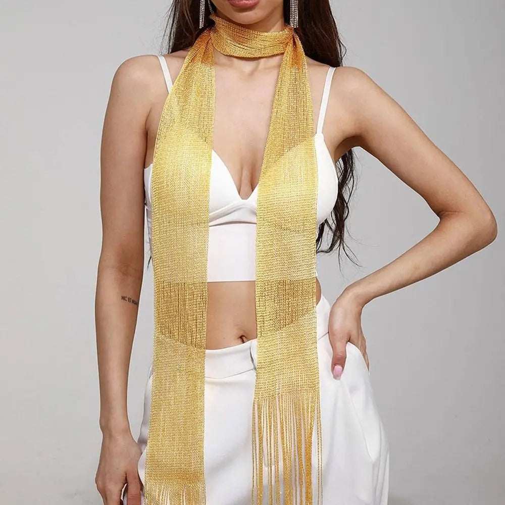 Raya Metallic Fringe Scarf