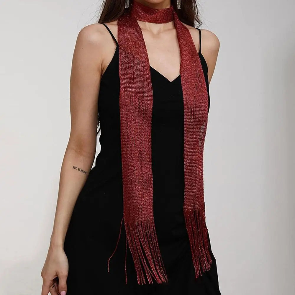 Raya Metallic Fringe Scarf