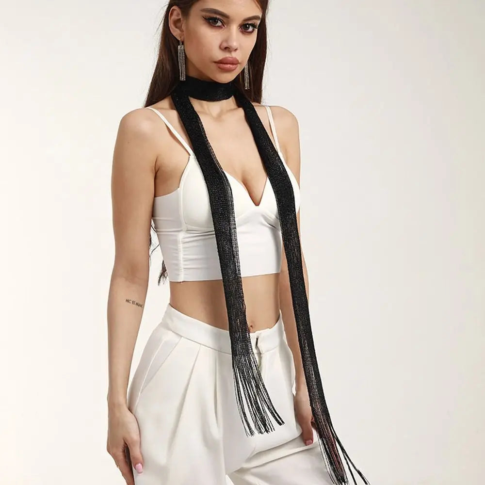 Raya Metallic Fringe Scarf