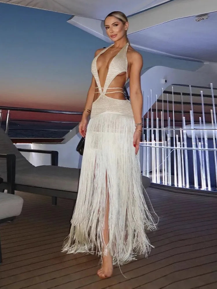 Evara Fringe Gown
