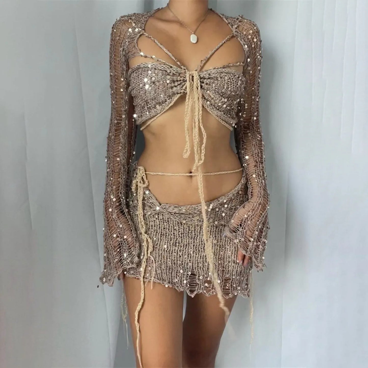 Ariel Knit Sequin Three-Piece Set