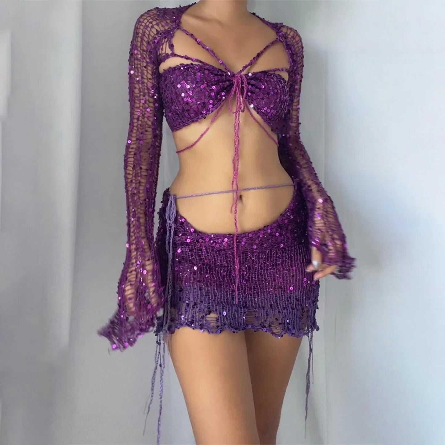 Ariel Knit Sequin Three-Piece Set