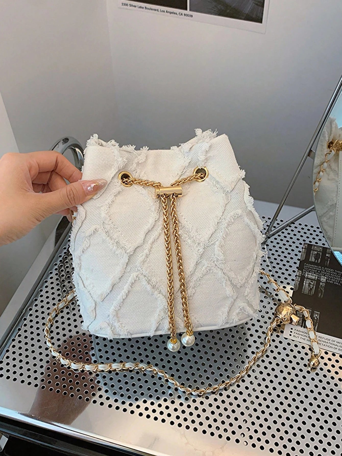 Tallulah Quilted Denim Pouch