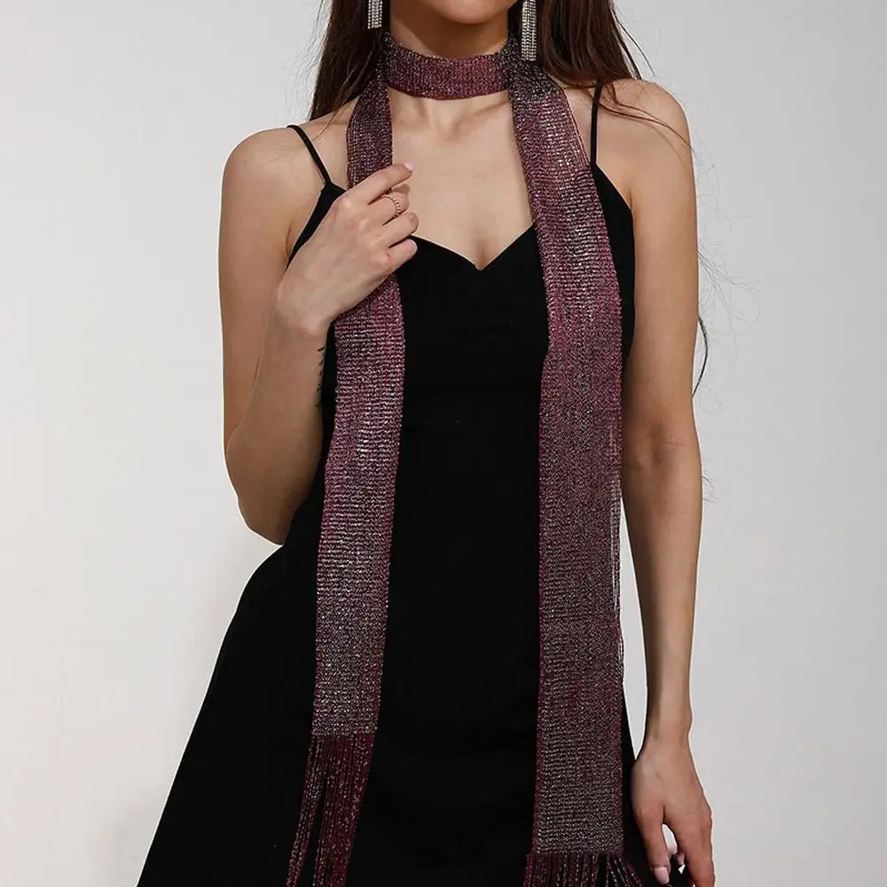 Raya Metallic Fringe Scarf