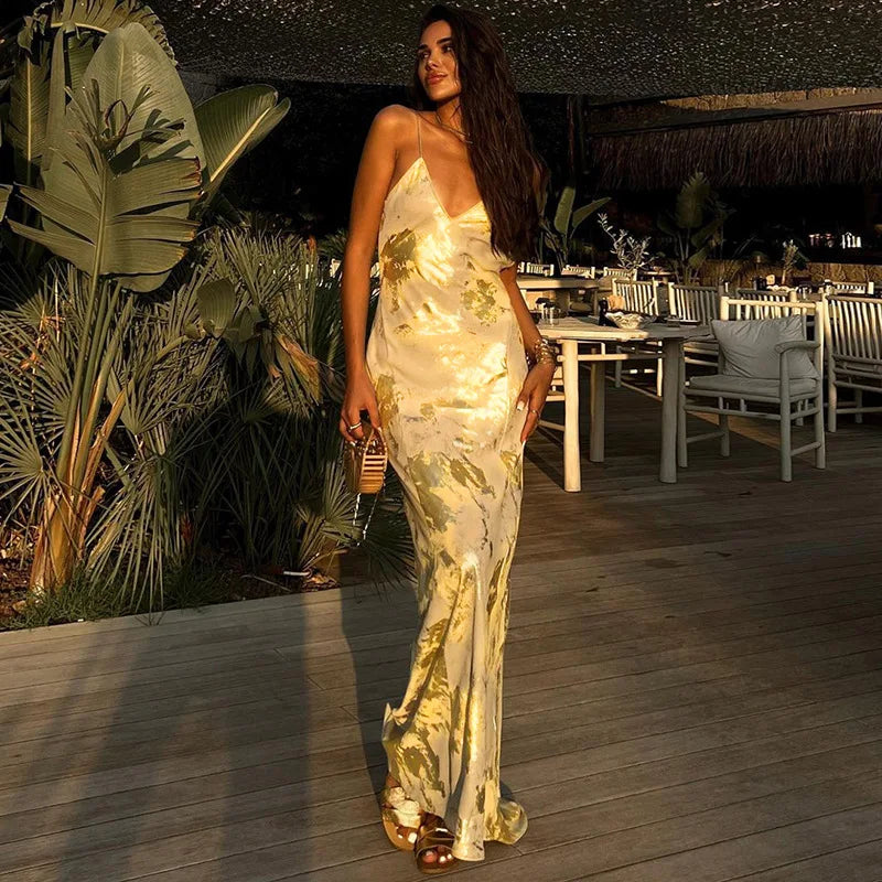 Maristela Satin Maxi Dress