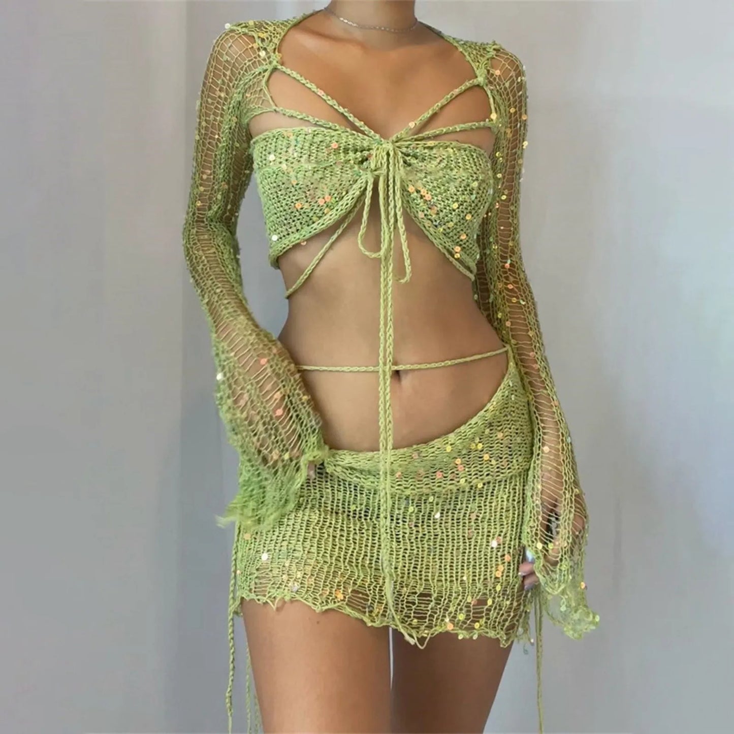 Ariel Knit Sequin Three-Piece Set