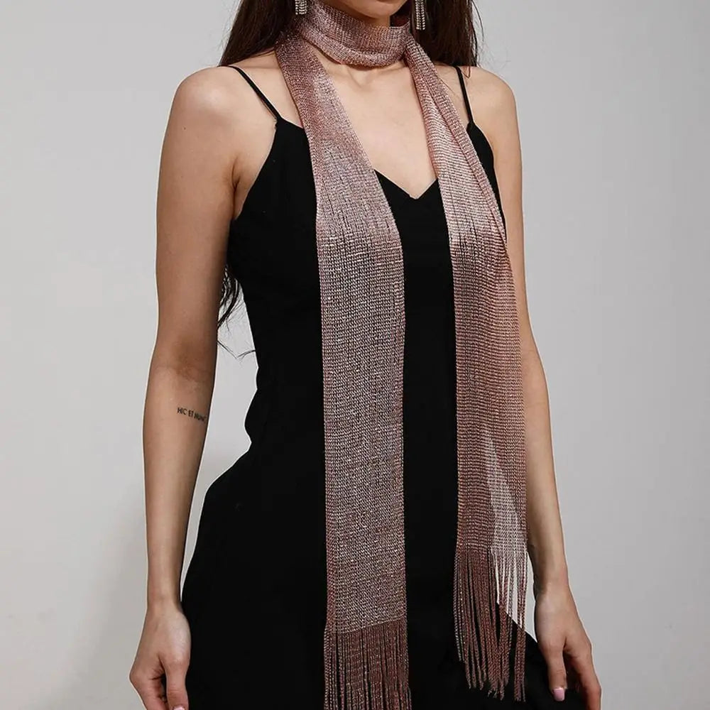 Raya Metallic Fringe Scarf