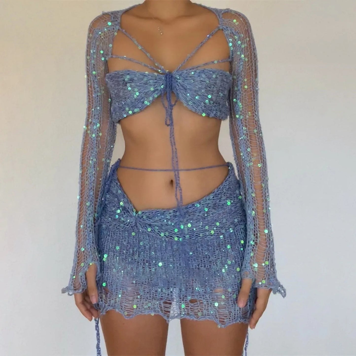 Ariel Knit Sequin Three-Piece Set