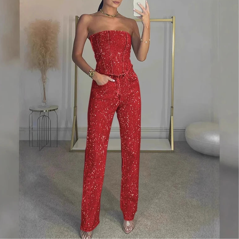 Emilia Sequin Denim Set