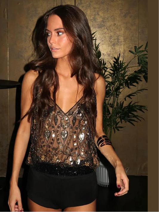 Felipa Embellished Sheer Top