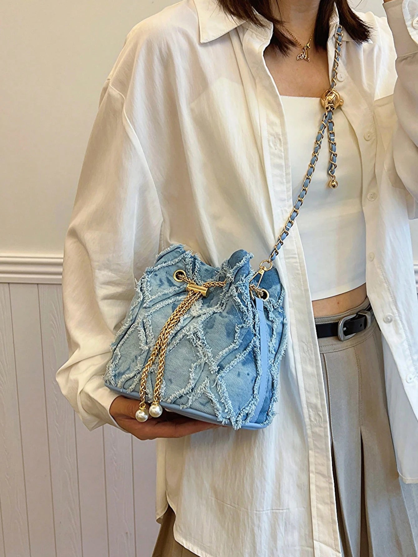 Tallulah Quilted Denim Pouch