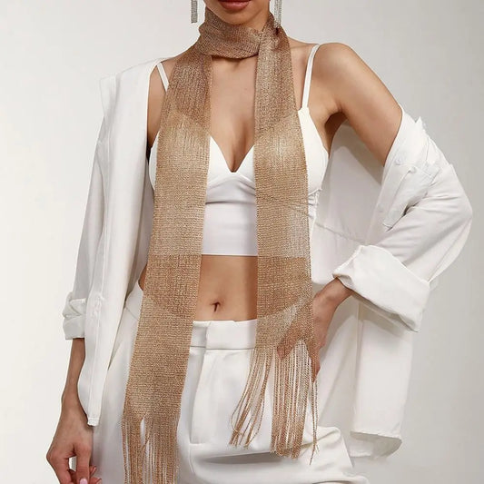 Raya Metallic Fringe Scarf