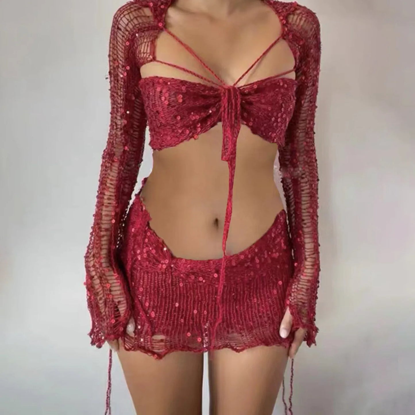 Ariel Knit Sequin Three-Piece Set