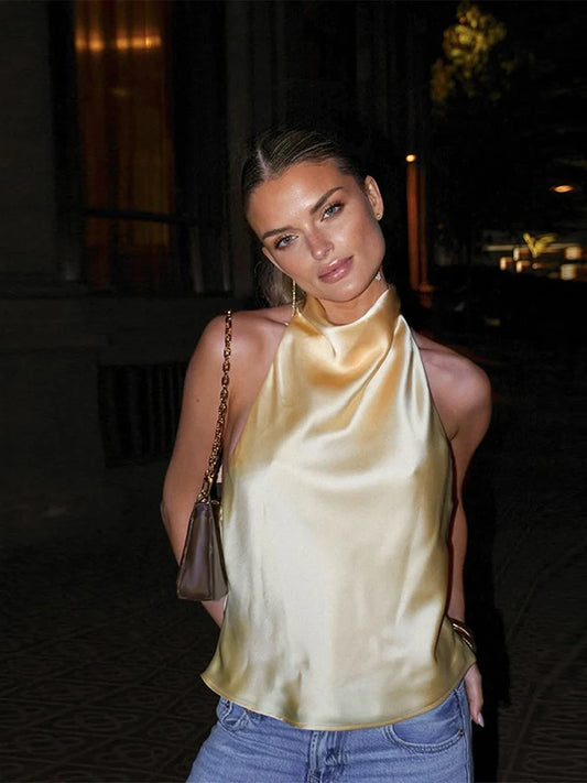 Sydney Halter Satin Top