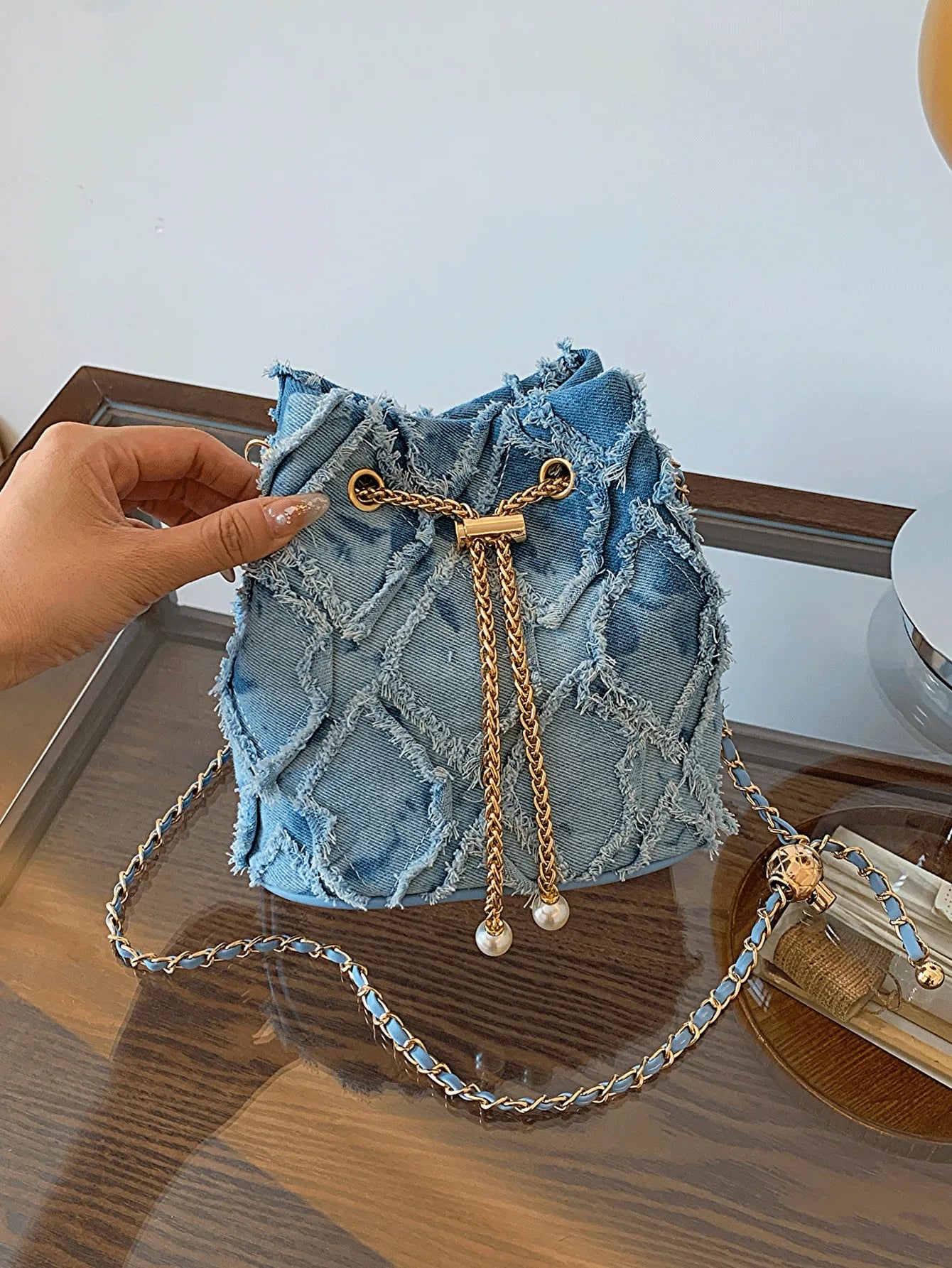 Tallulah Quilted Denim Pouch